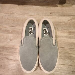 Vans Women's Seafoam Green Suede Slip-On Sneakers